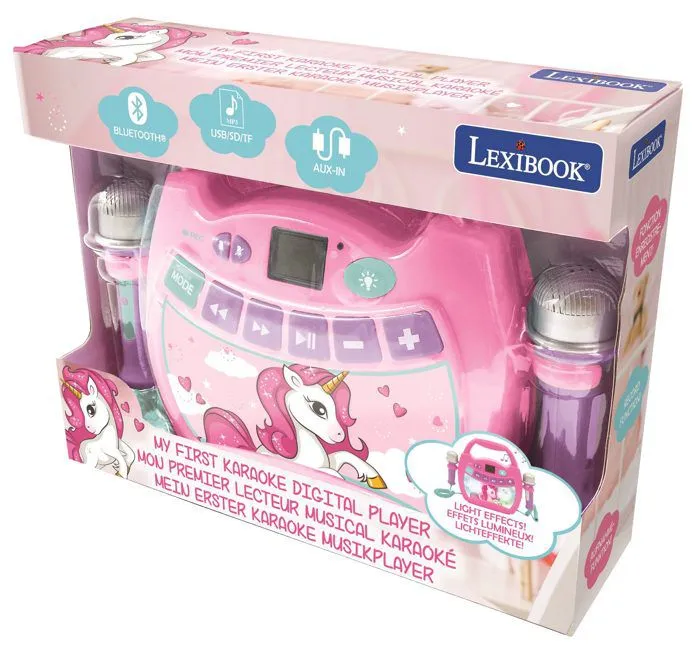 Lecteur Karaoké Licorne Sans Fil Portable avec 2 micros - LEXIBOOK - Modèle Licorne - Effet de voix - Rose-2