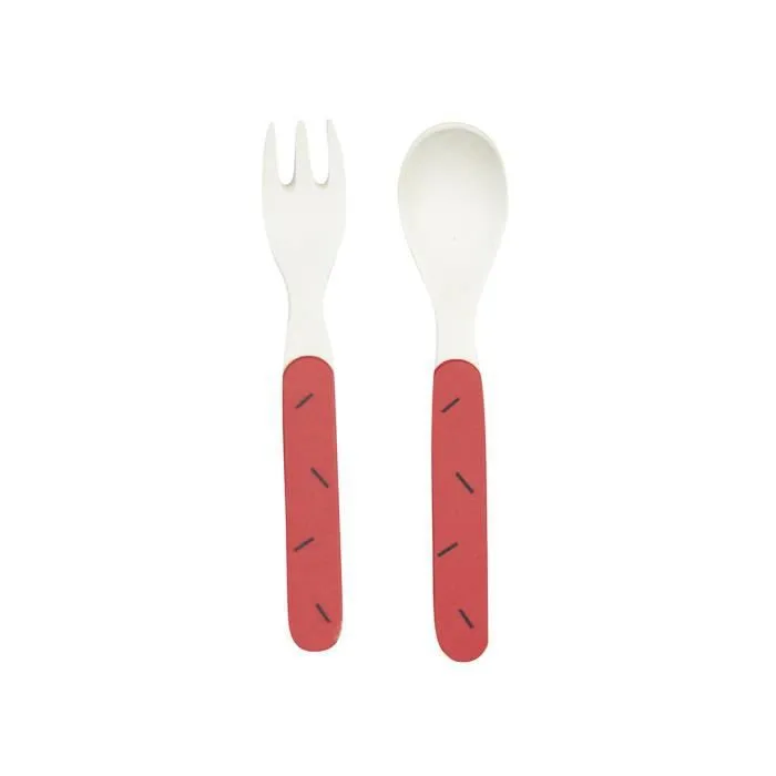 Set de couverts (Cuillère + Fourchette) mélamine Fraise-0