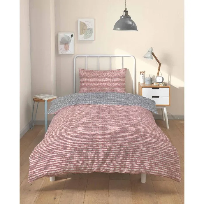 Parure de couette "Arri" 100% Coton / 57 Fils/cm² - Arri Terracotta - Parure de couette 140 x 200 cm + 1 Taie d'oreiller 63 x 63 cm-0
