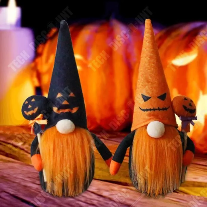 TD® 2 ornements de poupée citrouille sans visage, fournitures décoratives d'halloween, poupée naine, décorations de maison hantée-2