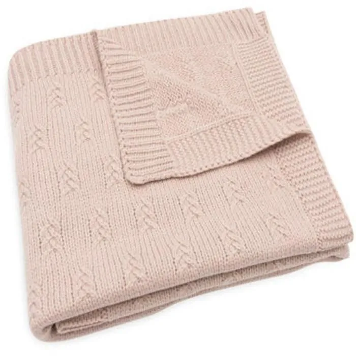 Couverture Berceau 75x100cm Grain knit Rose Sauvage-0