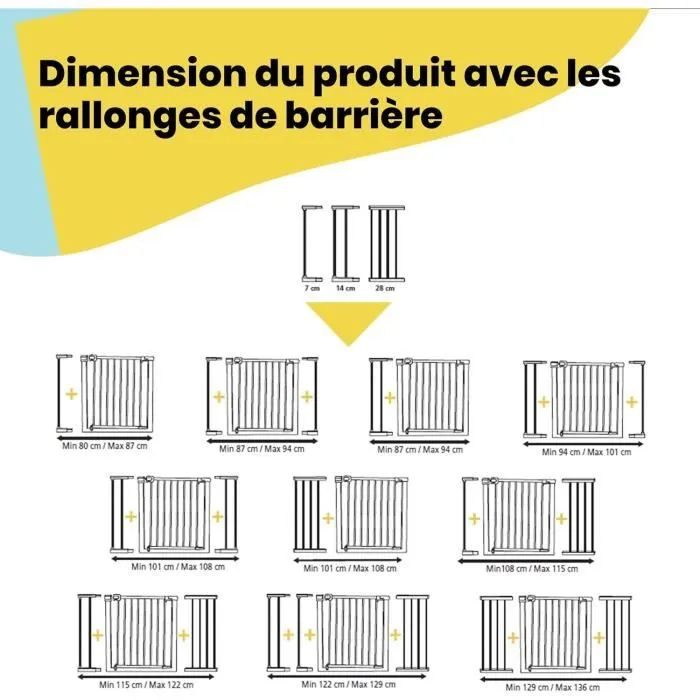 SAFETY 1ST Barrière de sécurité enfant Easy Close - Métal - 73 à 80 cm - Blanc-2