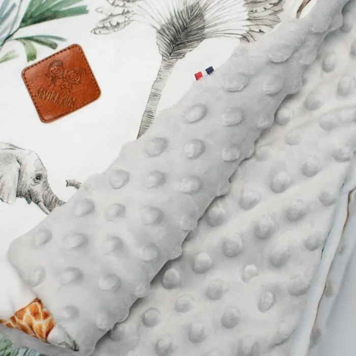 Grand plaid couverture réversible en minky Safari 140x200 Gris-2