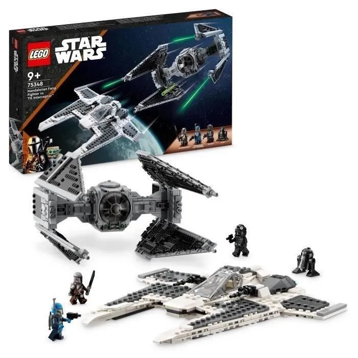 LEGO Star Wars 75348 Le Chasseur Fang Mandalorien Contre le TIE Interceptor, Jouet de Vaisseaux-0