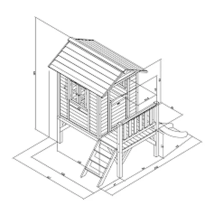 AXI Maison Enfant Beach Lodge XL en Blanc avec Toboggan en Bleu | Maison de Jeux en Bois FFC pour Les Enfants | Maisonnette-3