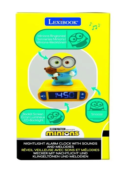 Réveil veilleuse digital LEXIBOOK - Les Minions - 3D lumineux et sonore - Jaune et bleu - Enfant-4