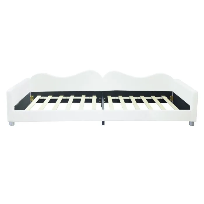Lit-canapé pour enfants - Blanc - 90x200 - MDF - Velours - 120 kg de charge-1