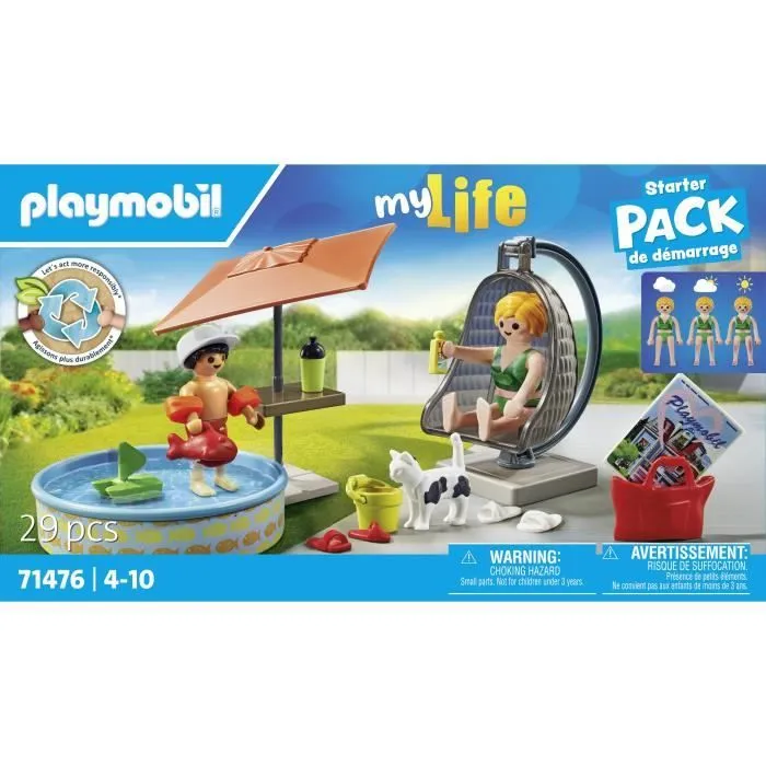 PLAYMOBIL 71476 StarterPack Maman et enfant avec fauteuil suspendu, My Life, 29 pièces, Dès 4 ans-4