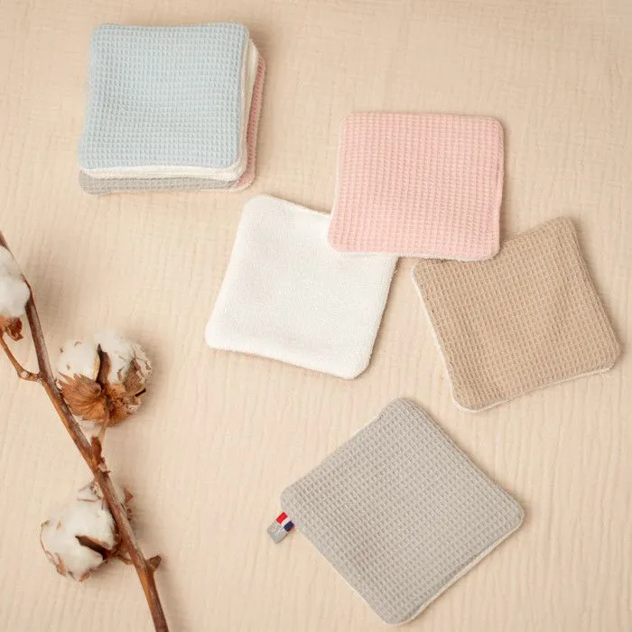 Lingettes bébé lavables 8 pièces Nid d'abeille & bambou-2