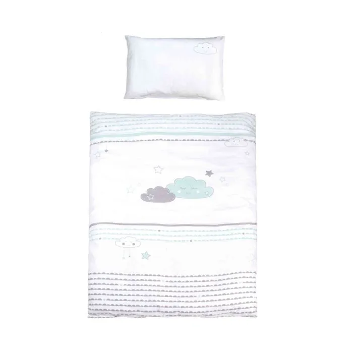 ROBA Parure de lit Bébé "Happy Cloud" Coton - Housse de Couette 100x135 cm + Taie 40x60 cm-0