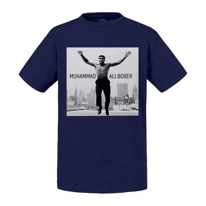 T-shirt Enfant Bleu Mohamed Ali Boxer De Legendes Star Célébrité-0