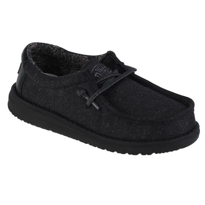 Hey Dude Wally Youth Basic 40041-001, pour un garçon, Noir, sneakers-0