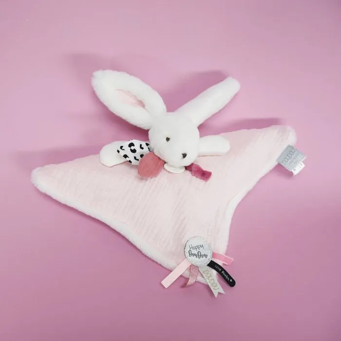 Doudou et Compagnie - Doudou Lapin -25 cm - Blanc/Rose-3