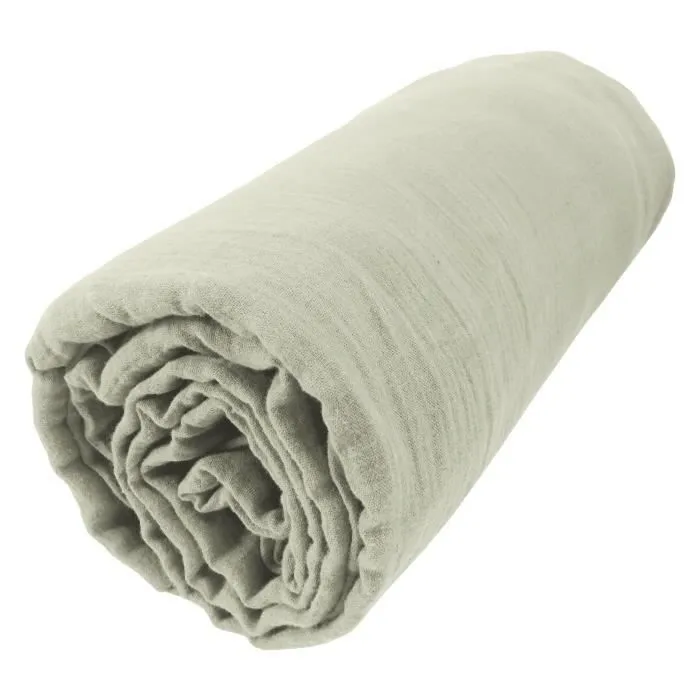 Drap housse - INTEX DECO - 180 x 200 cm - Gaze de coton bio - Vert d'eau - Extensible-0