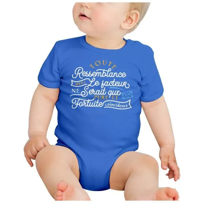 Body Bébé Manche Courte Bleu Ressemblance Facteur Coincidence Humour Bébé-1
