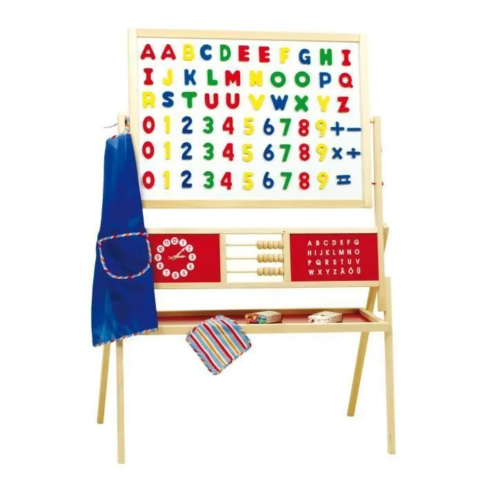 Tableau enfant - ROBA - Double Face Magnétique et Craie - Rotatif - Accessoires inclus-0