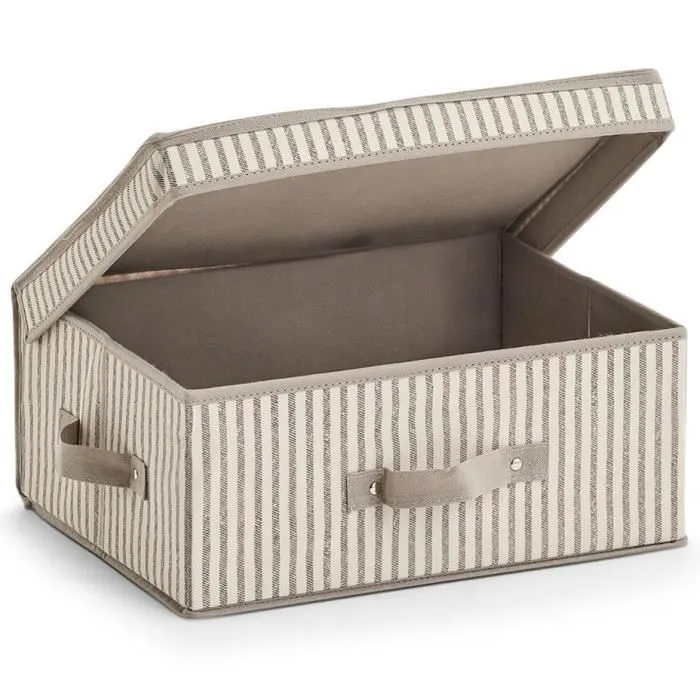 Boîte de rangement - ZELLER - 38 x 29 x 16,5 cm - Gris - Beige - Textile non-tissé-1