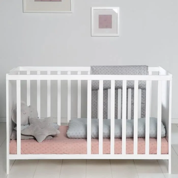 Lit Bébé 2 en 1 - ROBA - Blanc - Sommier Réglable - Matelas Inclus-3