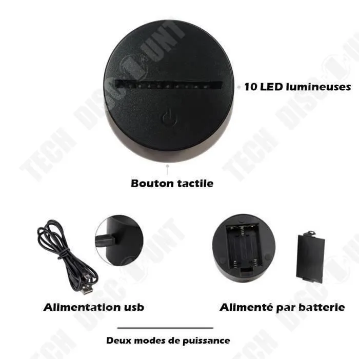 TD® Veilleuse 3D de bureau Contrôle tactile Sept couleurs réglables Aspect automobile Illusion Light-2