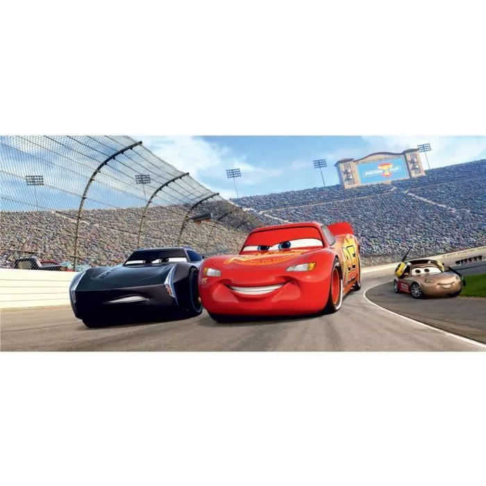 Poster horizontal Cars Flash McQueen et Jackson Storm sur la piste de Disney 202CM X 90CM-0