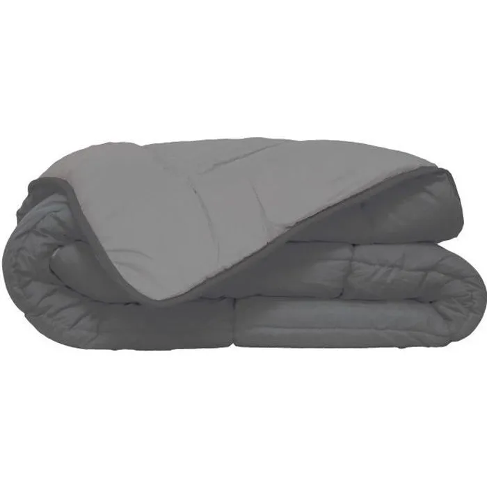 CALGARY Couette chaude Microfibre 400g/m² Gris & Argent 140x200cm-0