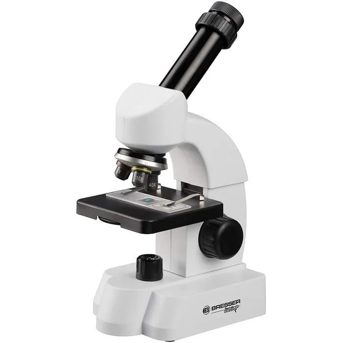 Microscope junior BRESSER - 27 cm acier blanc - Grossissement 40 à 640x-0