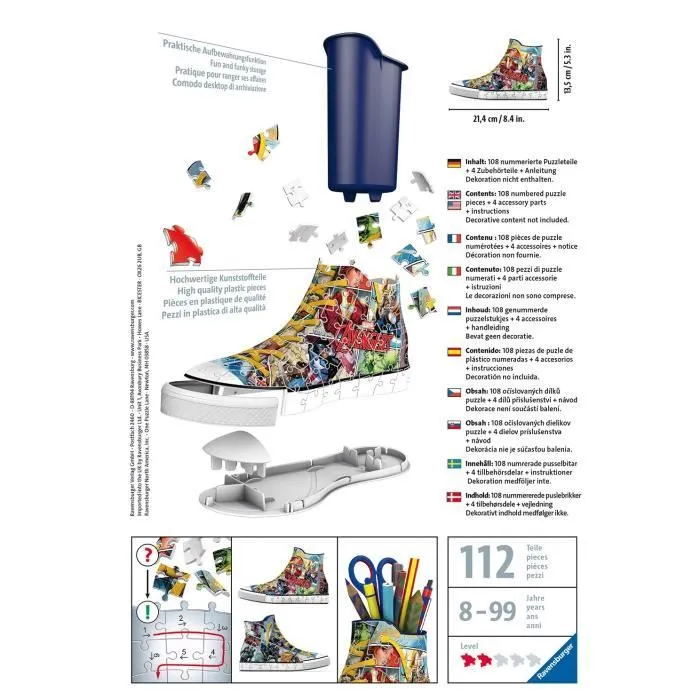 Puzzle 3D Sneaker Avengers - Ravensburger - Pot à crayons 108 pièces - Dès 8 ans-2