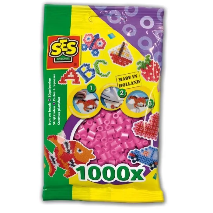 Lot de 1000 perles à repasser SES CREATIVE - Rose-0