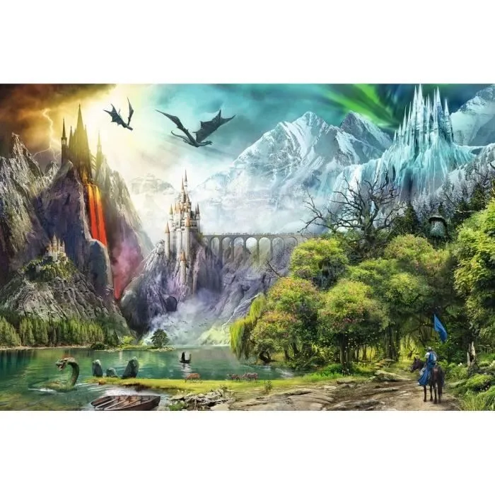 Puzzle 3000 pièces - RAVENSBURGER - Règne des dragons - Animaux - Adulte - Bleu - Multicolore-1