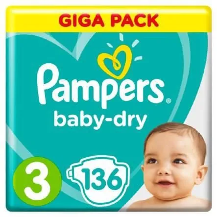 Pampers Baby-Dry Taille 3, 136 Couches-0