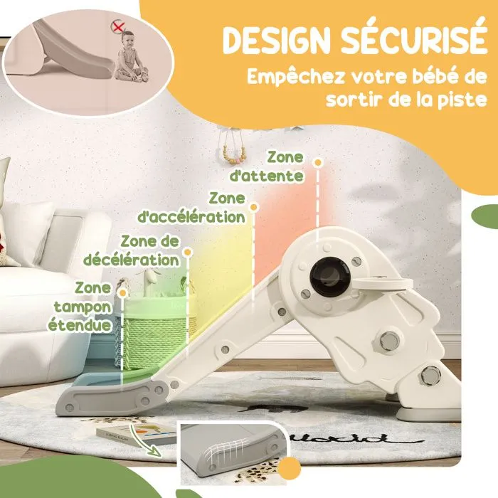 3 en 1 Toboggan pour enfants AIYAPLAY panier de basket et escalade, toboggan intérieur pour enfants pliable, de 2 à 5 ans, crème-5