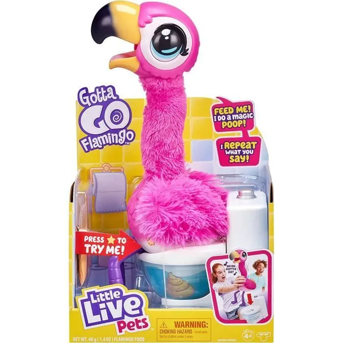Little Live Pets Gotta Go Flamingo- Le Nouveau Jouet Flamant Rose interactif Qui Danse, Chante et Fait Caca, 26222-0