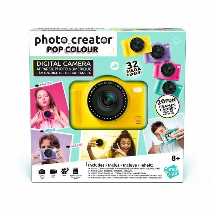Canal Toys - Photo Creator -Appareil Photo Numérique Pop Couleur Jaune- Avec carte SD 8Go incluse - CLK 040-4