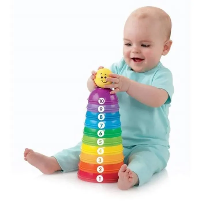 Jouet d'empilage et de roulage - FISHER PRICE - Tasses Roul'empilo - 10 tasses numérotées et colorées - Mixte-2