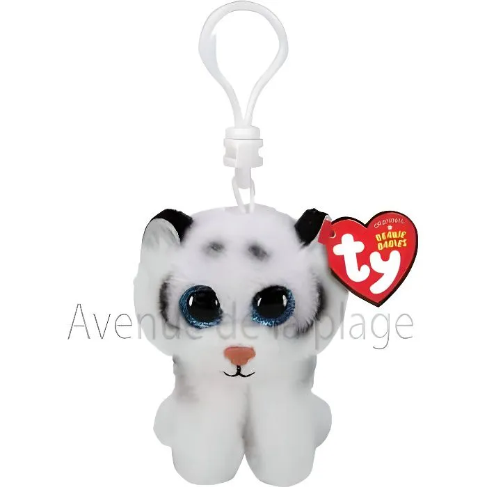 Peluche Ty Beanie Boo's porte clé Tundra le tigre blanc-0
