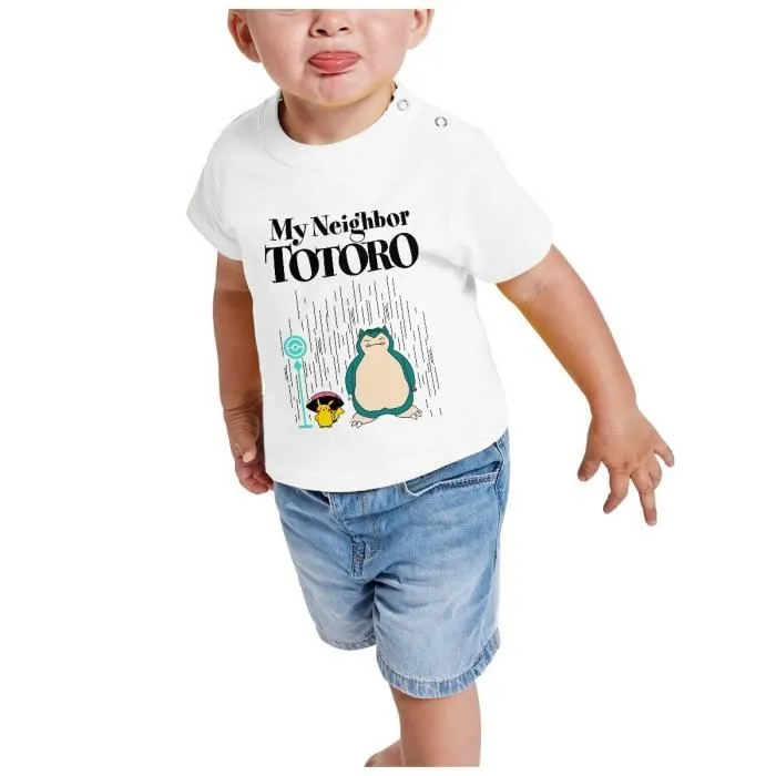 T-shirt Bébé Manche Courte Blanc Ronflex Mon Voisin Parodie Film Series Anime-1