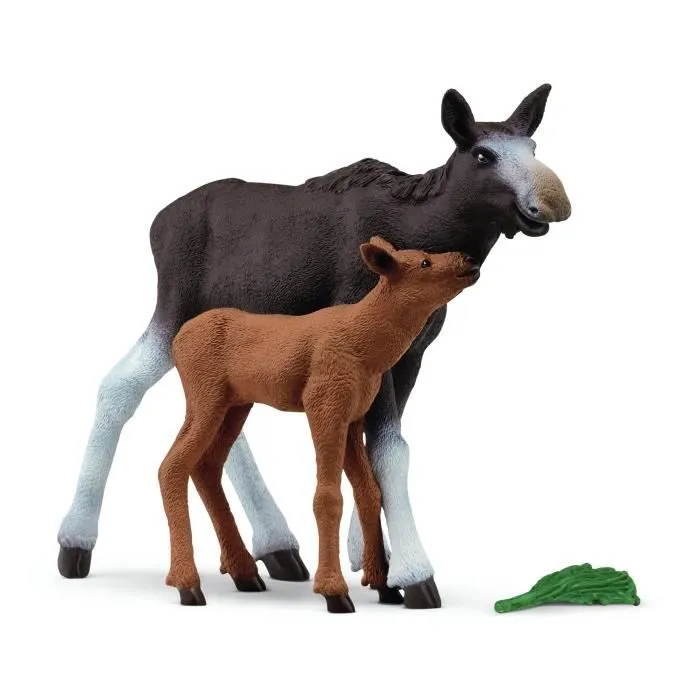 Figurine Élan Femelle avec Veau, Coffret schleich avec maman élan et son bébé, pour enfants dès 3 ans - Schleich 42603 WILD LIFE-3
