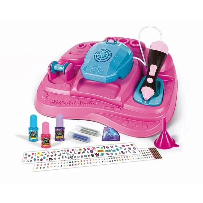 Clementoni - Nail art studio - Machine à paillettes + sècheuse vernis - Vernis inclus-1