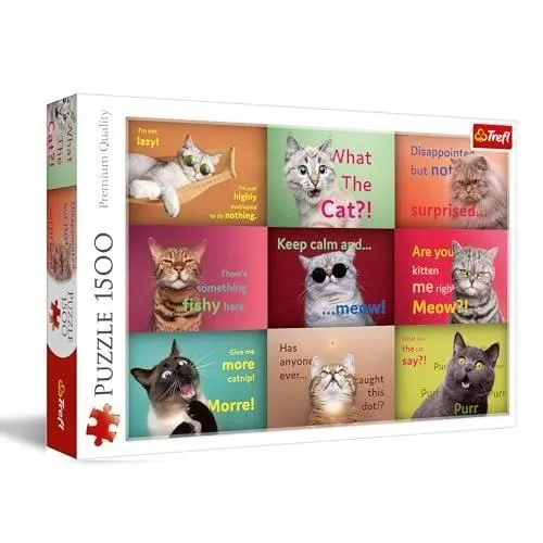 Puzzle - TREFL - PORTRAITS 1500 PIECES - Chats Amusants - Multicolore - Pour 12 ans et plus-0