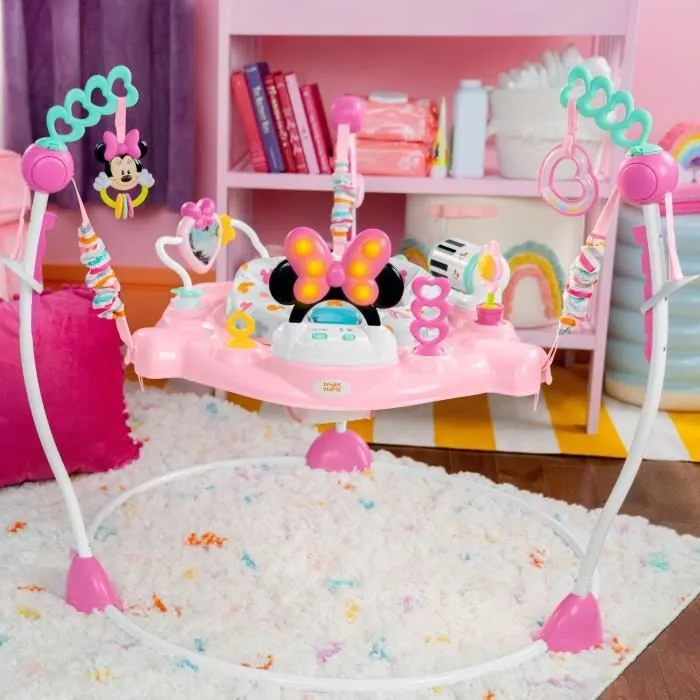 DISNEY BABY Aire d'éveil bébé multi-jouets, siège sauteur à rebonds évolutif, pivotant à 360° - Minnie - 10 jeux interactives Disney-5