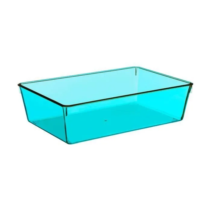 Bac de rangement coloré grand modèle L - FIVE - Turquoise - Polystyrène - Plastique - Résine-0