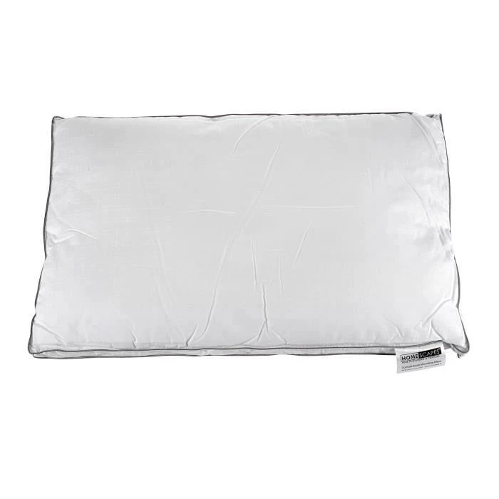 Oreiller en 100% microfibre enveloppe coton damassé ultra doux Blanc 50 x 75 cm-2