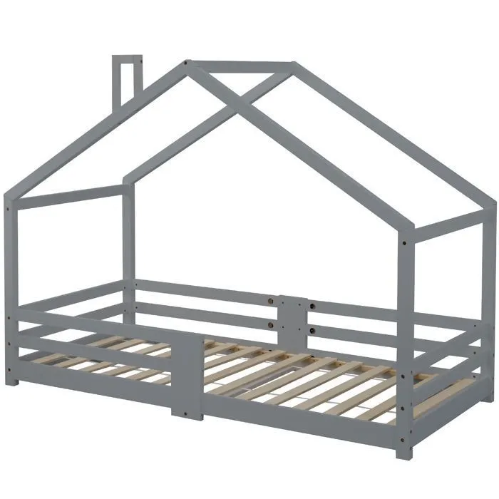 Lit cabane - LIBERTÉ - 90x200cm - Bois de pin - Protection contre les chutes - Montage facile-5