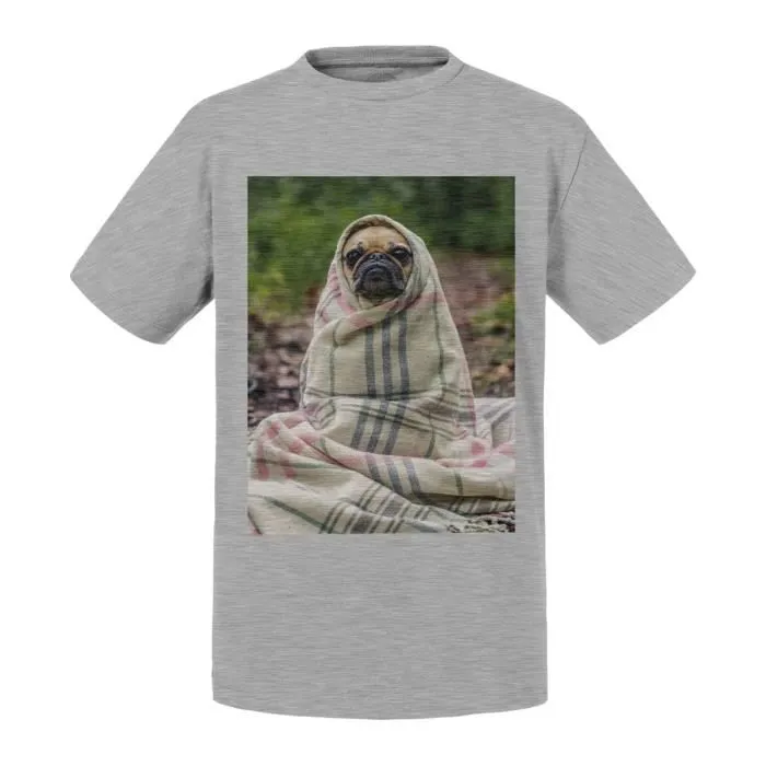 T-shirt Enfant Noir Carlin Pug Petit Chien Couverture Nature Photo Mignon-0