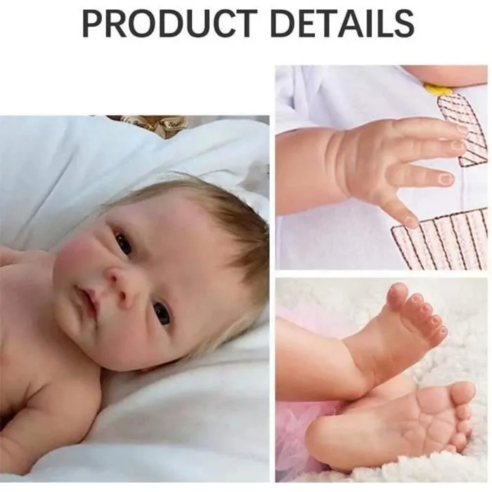 Poupées bébé Reborn, poupées Reborn fille 18 pouces, poupée bébé fille réaliste faite à la main poupées réalistes nouveau-nées-2
