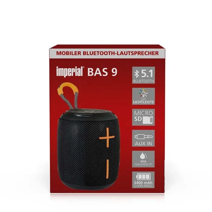 Enceinte Bluetooth 5.1 Portable BAS 9 avec Éclairage d'Ambiance LED IPX6 Imperial Noir / Orange-5
