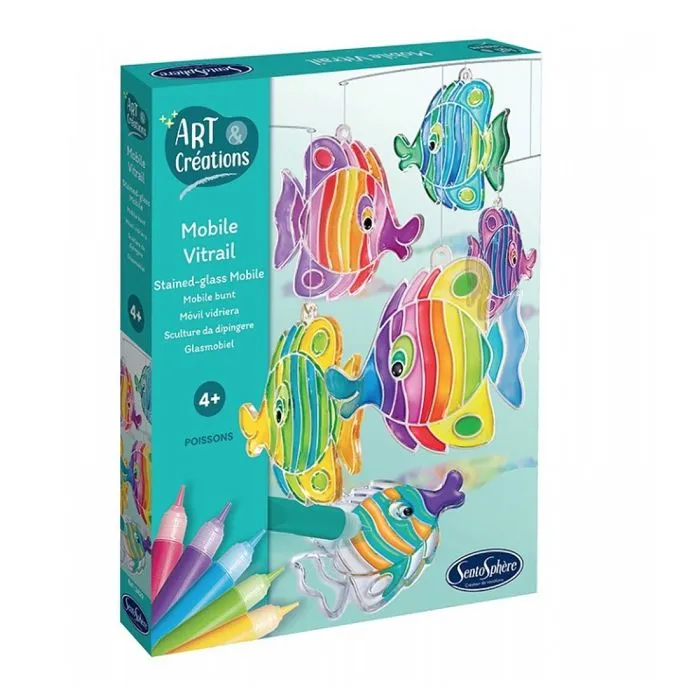 Mobile de Poissons - Sentosphere - Vitrail - Multicolore - Activité créative - Enfant-0