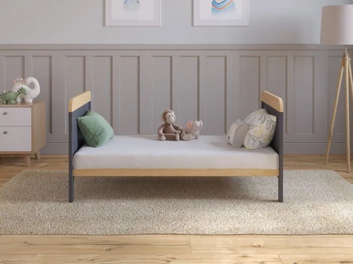 Lit Bebe Evolutif Avec Matelas - Lit Bebe Set Complet 120x60 cm Bois,Anthracite-Pin convertible-5