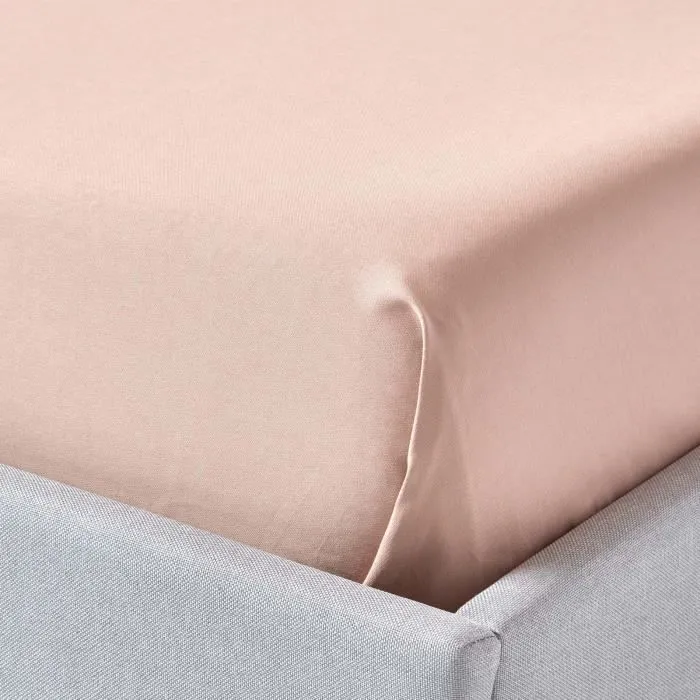 Drap plat uni 100% satin de coton égyptien 1000 fils coloris Beige Taupe 240 x 275 cm-2