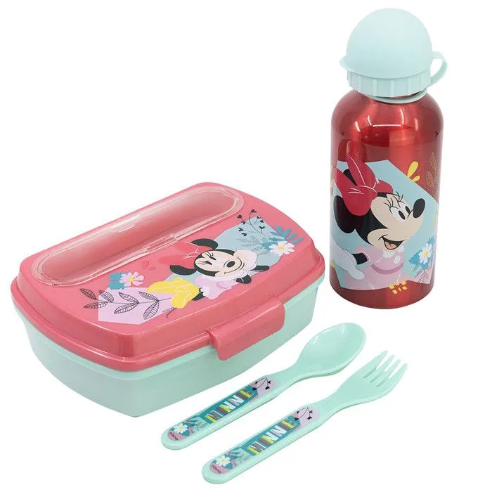 Ensemble Lunch Box + Gourde + Couverts MINNIE-0
